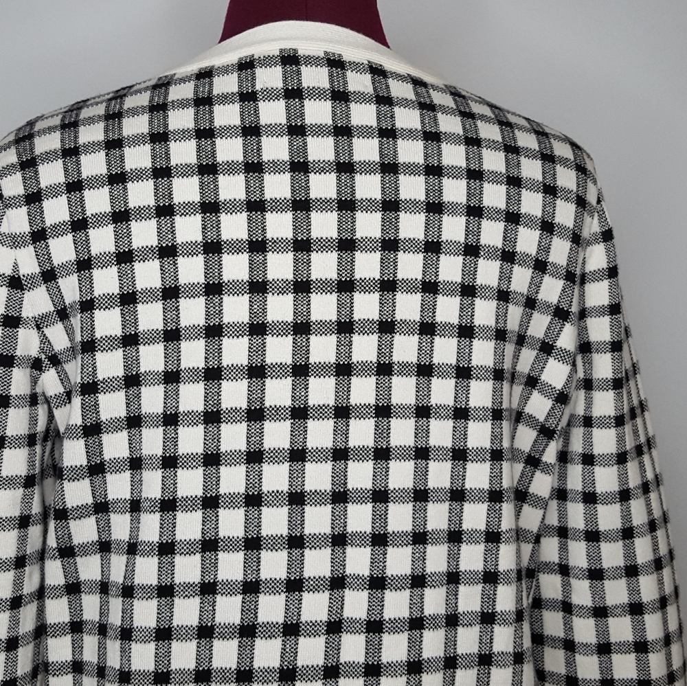 Jones New York Signature Pullover Black White Gingham Check Top Women's Size L - Picture 7 of 13